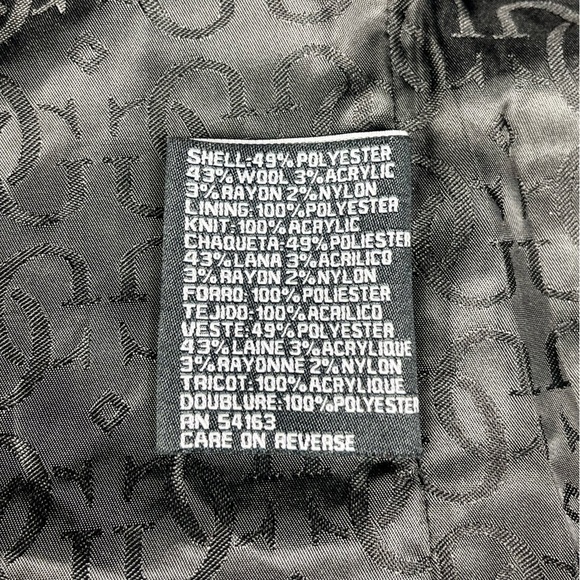 Guess Herringbone Wool Blend Pea Coat Black and White Size Large - Picture 8 of 9